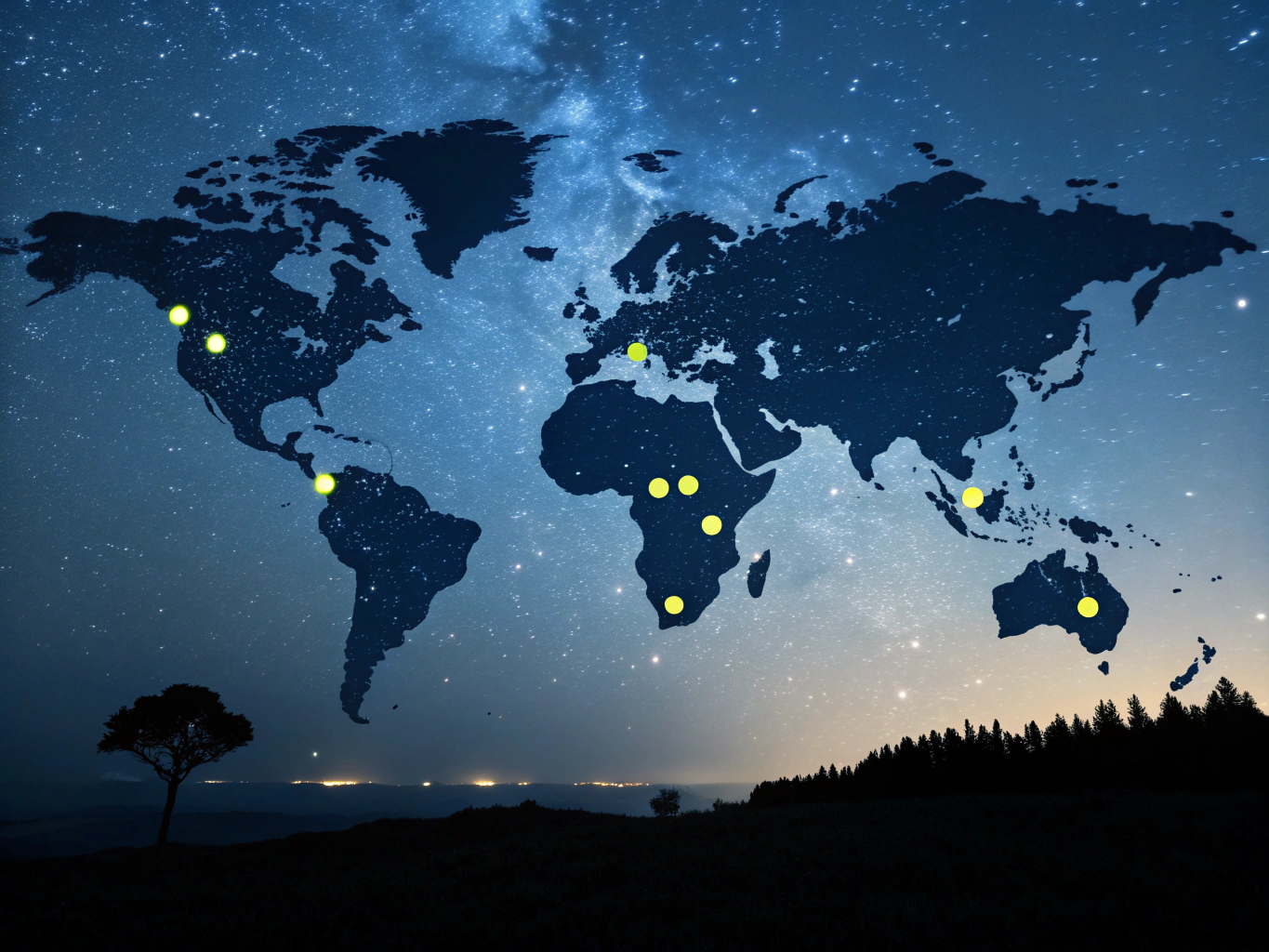 Global dark sky sanctuary map