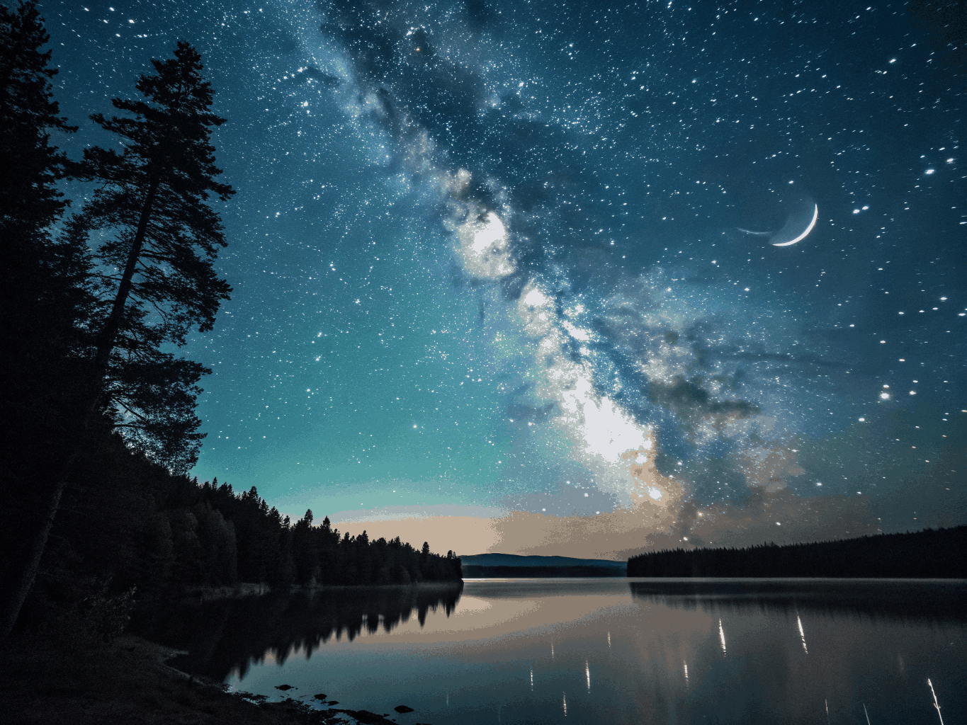 Pristine Milky Way visible over a dark landscape