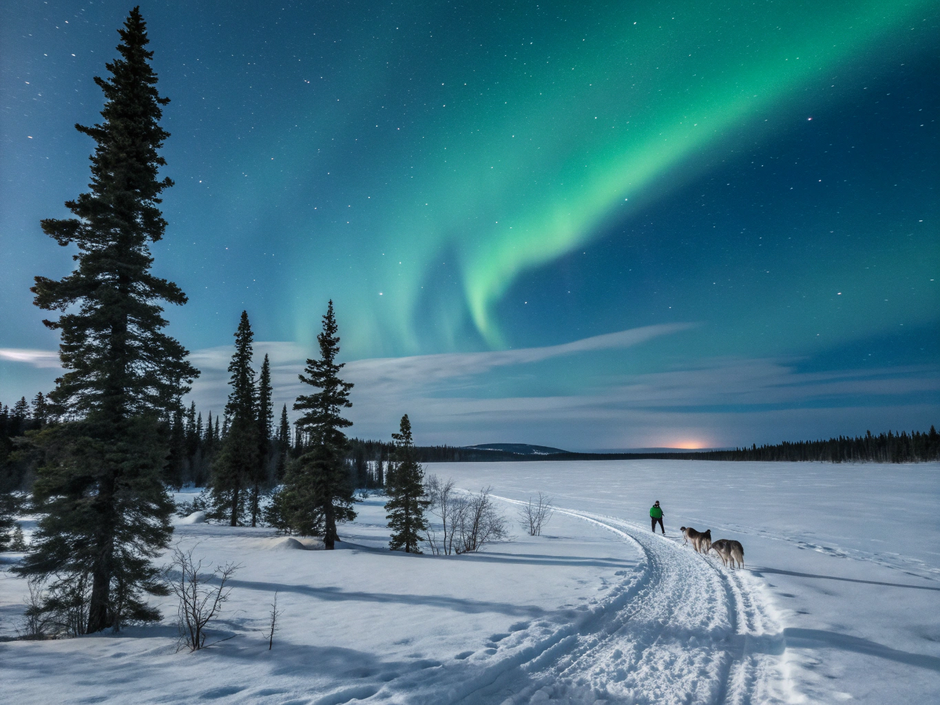 Remote arctic landscape under a clear night sky